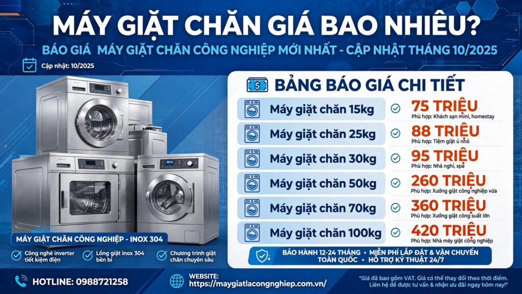 Máy Giặt Chăn Giá Bao Nhiêu? Báo Giá Máy Giặt Chăn Công Nghiệp