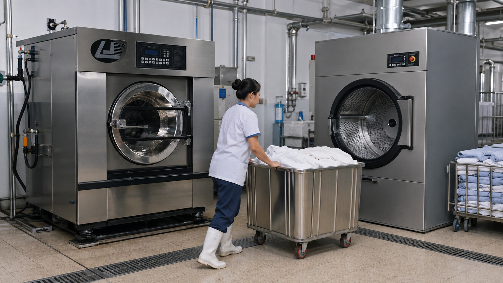 Dây chuyền máy giặt máy sấy công nghiệp 70kg