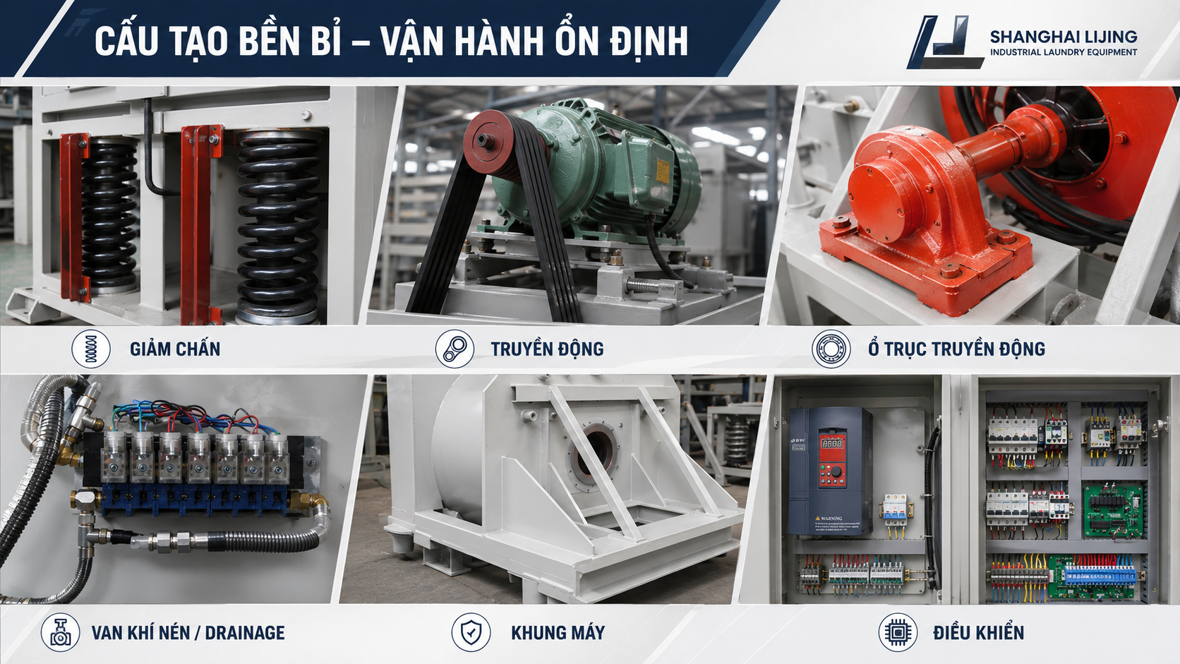 Hệ thống giảm chấn máy giặt công nghiệp SHANGHAI LIJING XGQ-100F