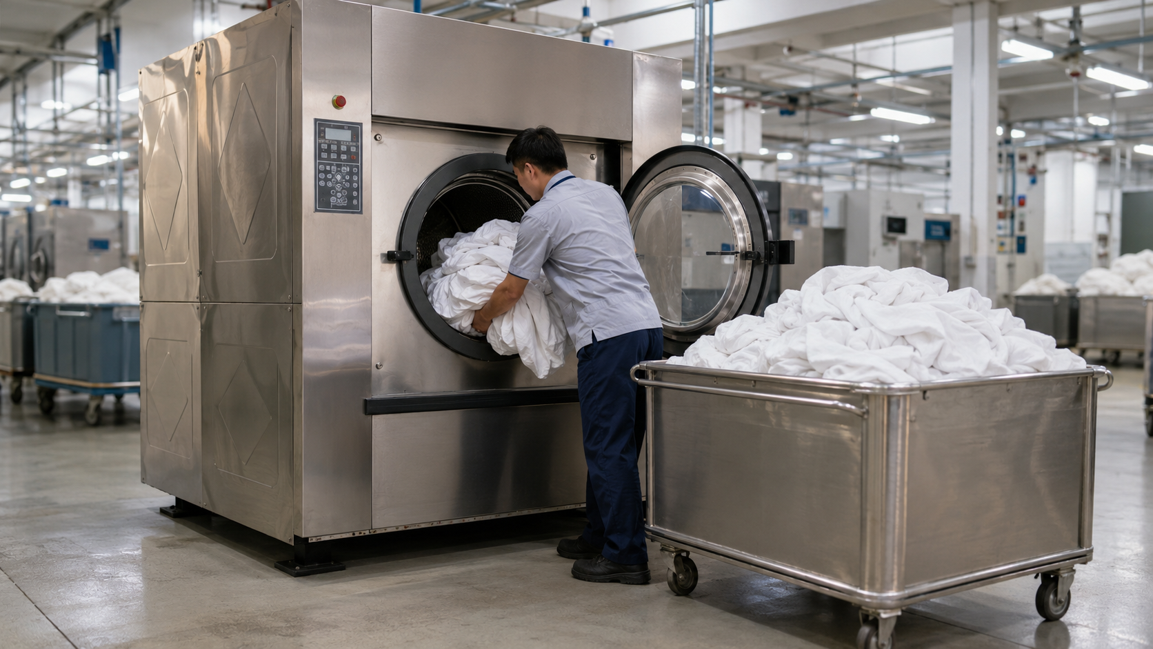 Máy giặt công nghiệp 100kg cho xưởng giặt quy mô lớn
